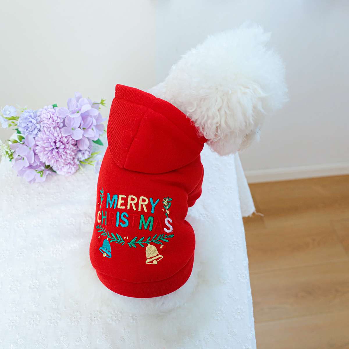 犬服 クリスマス犬用パーカー もこもこ