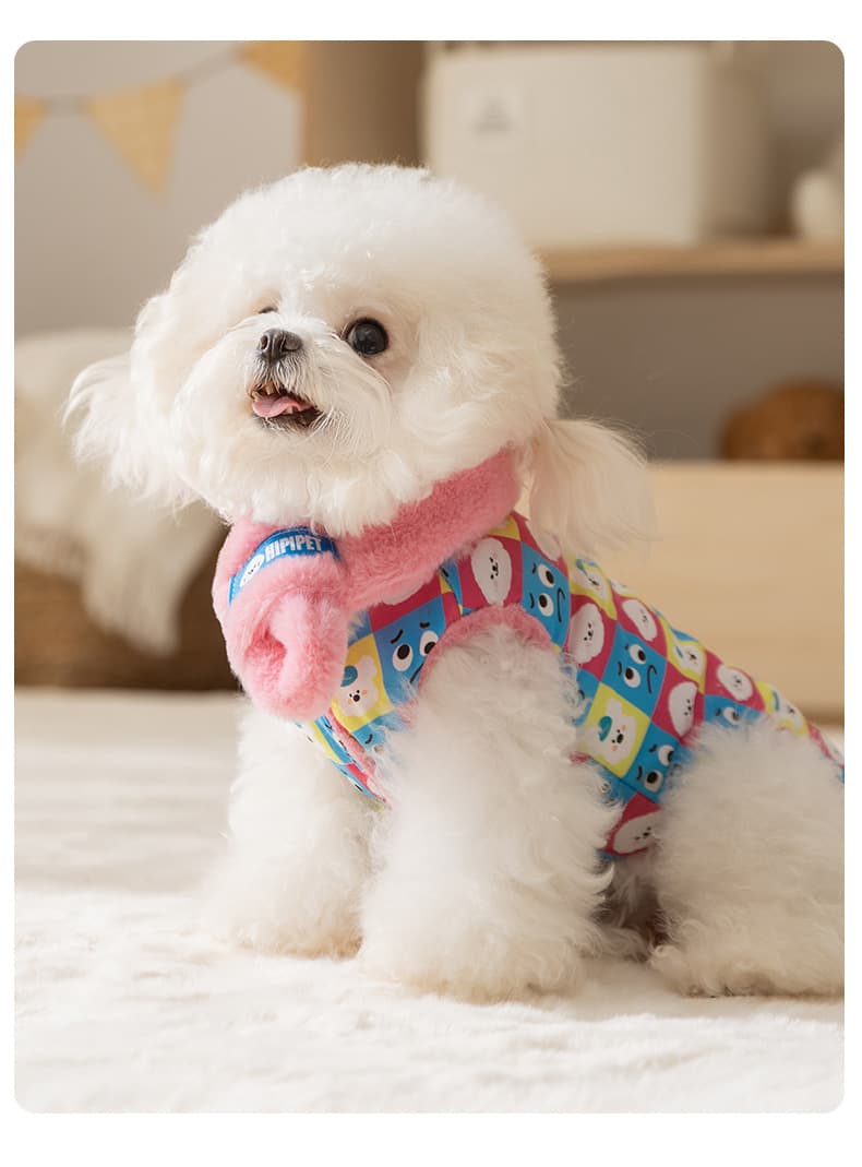可愛い動物キャラクター総柄ニット犬服