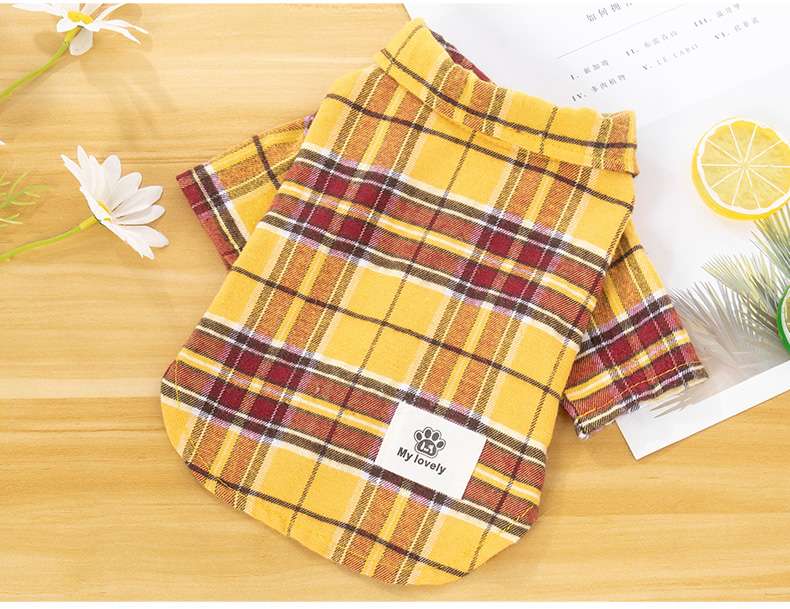 犬服 ふわもこチェック柄シャツ