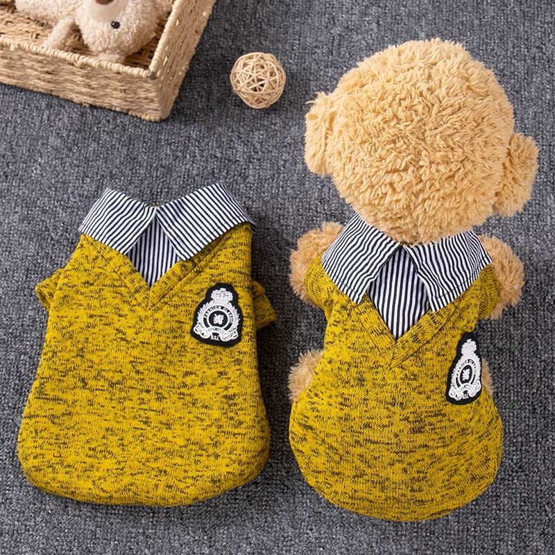 犬服 ふわもこワンちゃん用襟付きニットセーター