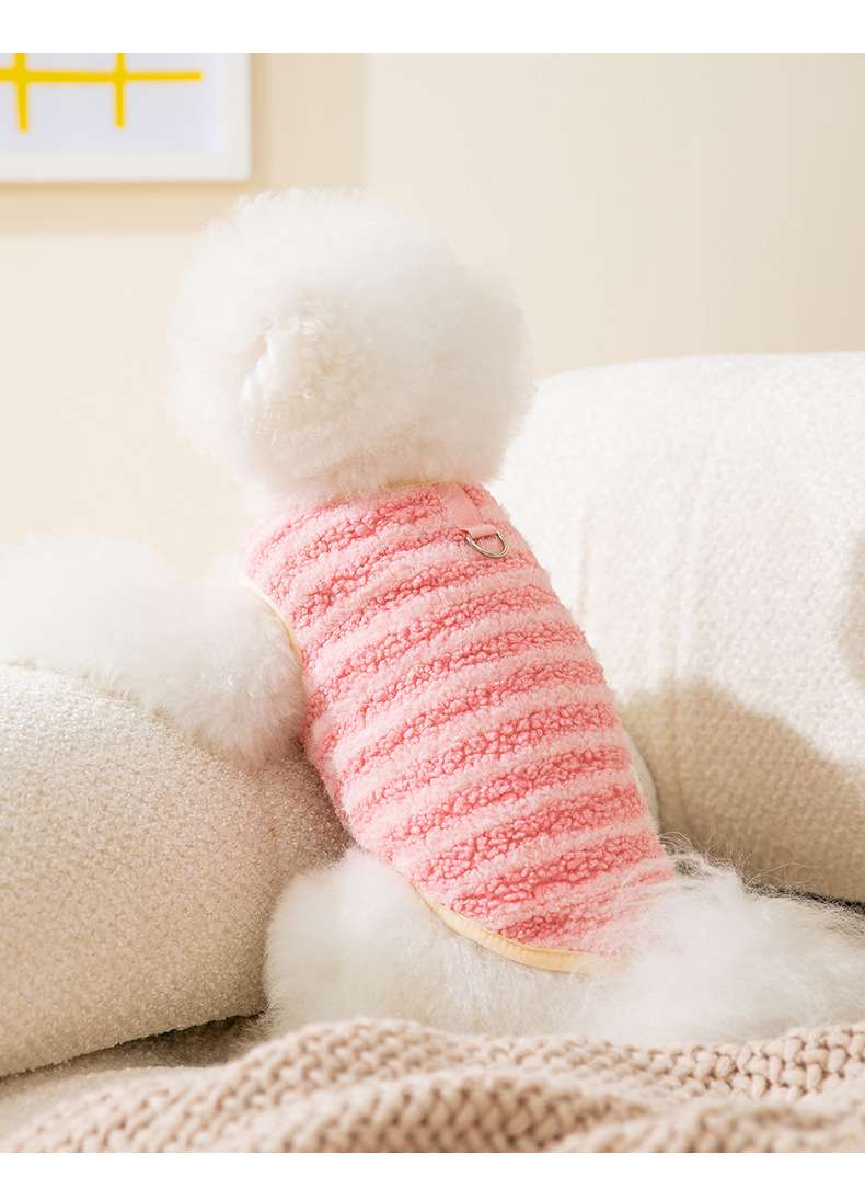 犬服 もこもこボーダー犬用ベスト