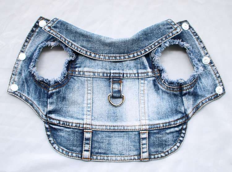 犬服 デニムベスト風ジャケット 小型犬用