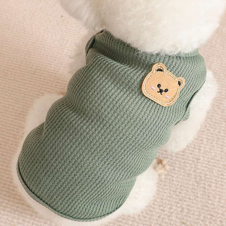 犬服 もこもこクマちゃん刺繍ニットベスト