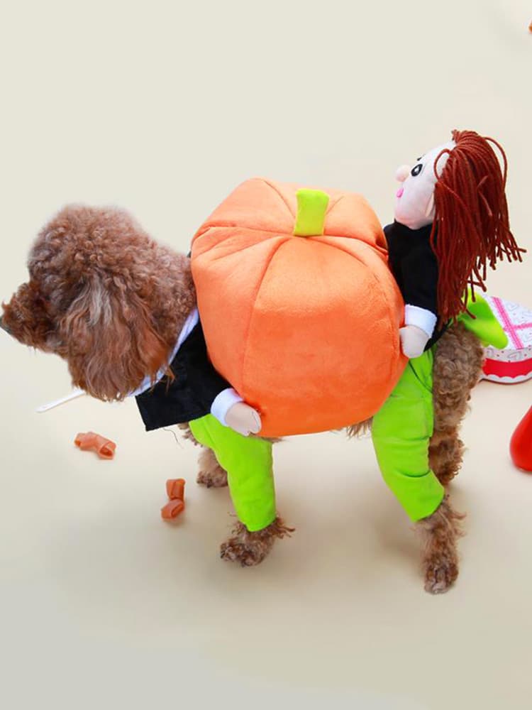 犬服 かぼちゃ運び人形付き変身仮装犬服