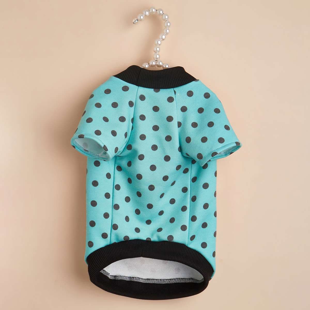 犬服 ふわもこ水玉模様のペット用Tシャツ