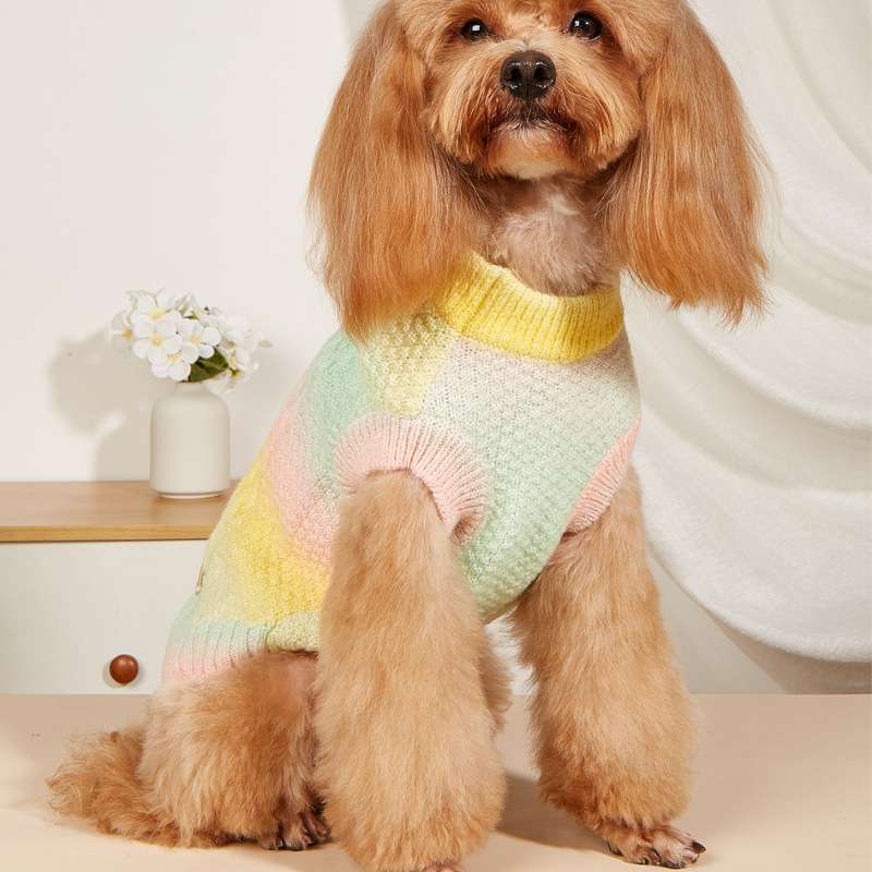 犬服 ふわふわケーブル編みニットセーター