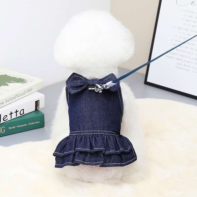 犬服 ふんわり犬用デニムワンピース