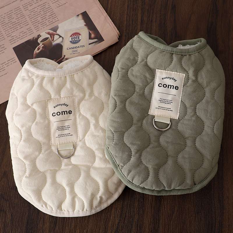 犬服 まるもようキルティング裏ボア犬用ベスト