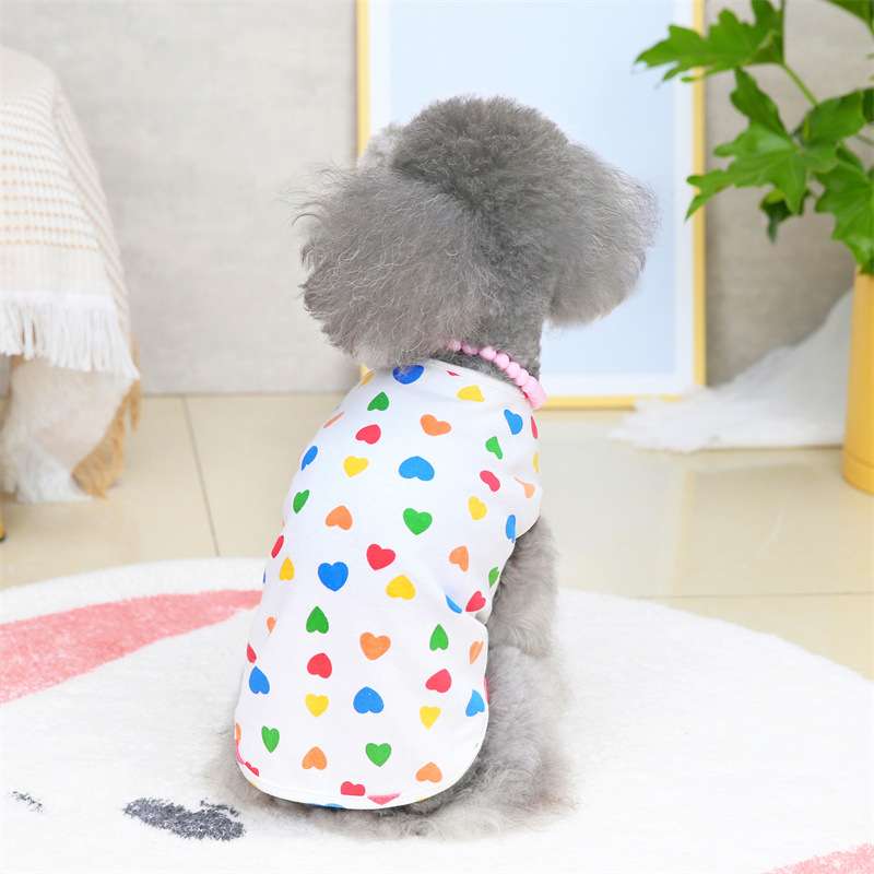 犬服 ハート柄ワンピース風タンクトップ