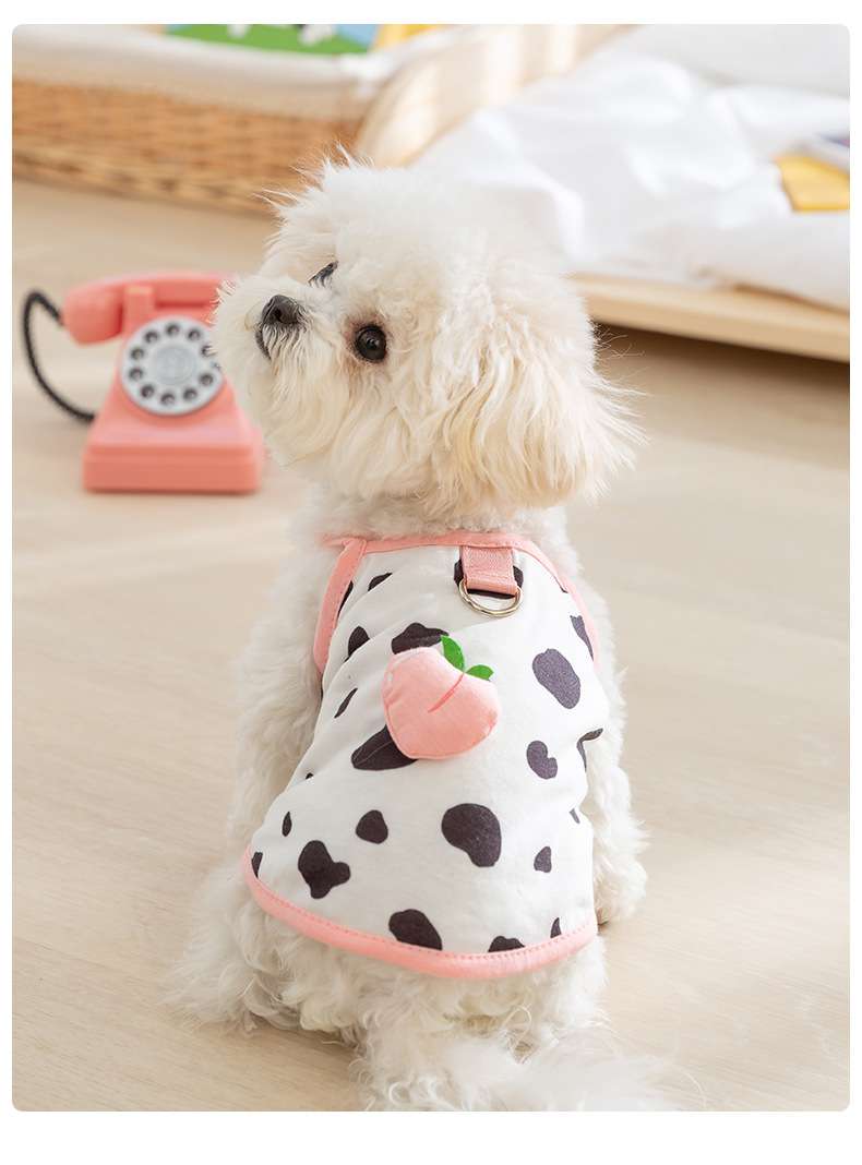 犬服 わんちゃん用牛柄ハーネス