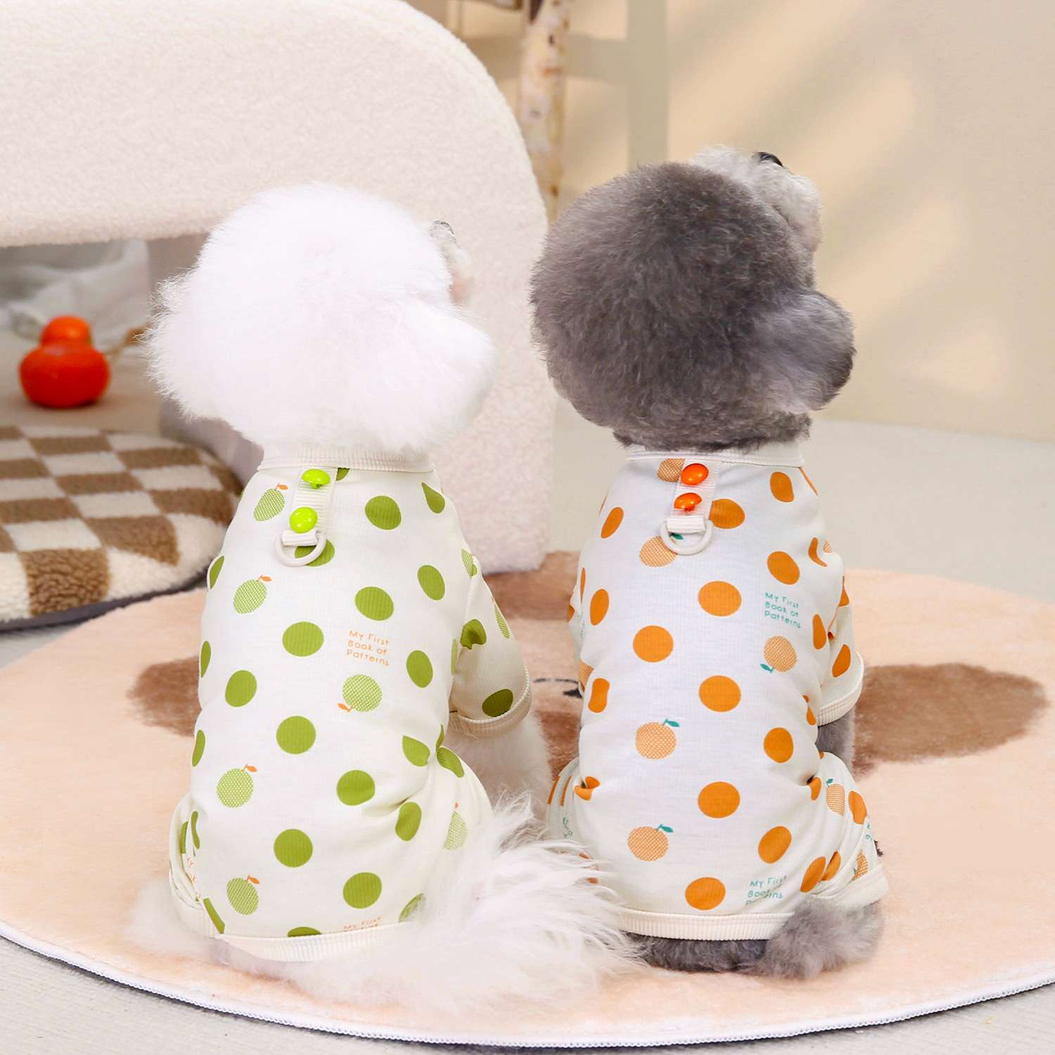 犬服 小型犬用水玉柄ルームウェア