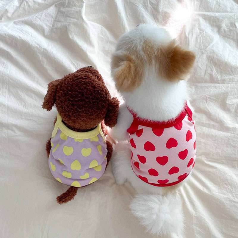 犬服 愛らしいハート柄タンクトップ
