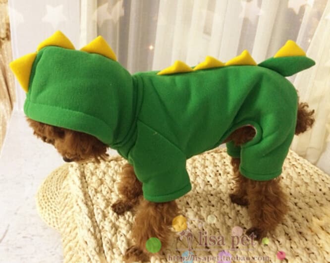 犬服 恐竜変身パーカー 小型犬用 四足タイプ