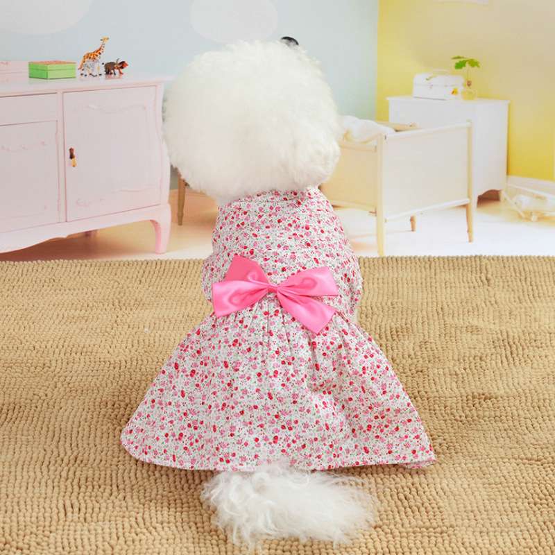 犬服 ふんわり花柄ワンピース 愛犬用ドレス