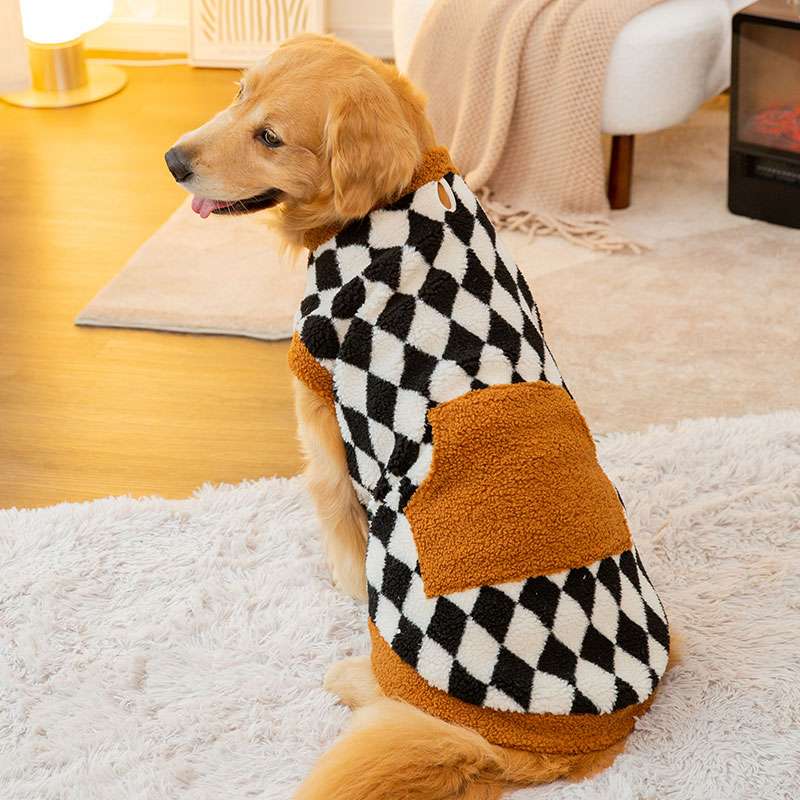 犬服 チェッカー柄あったかボアベスト