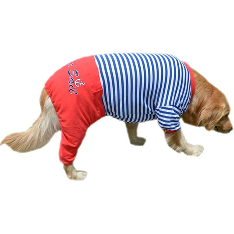 マリン風ボーダーつなぎ犬服