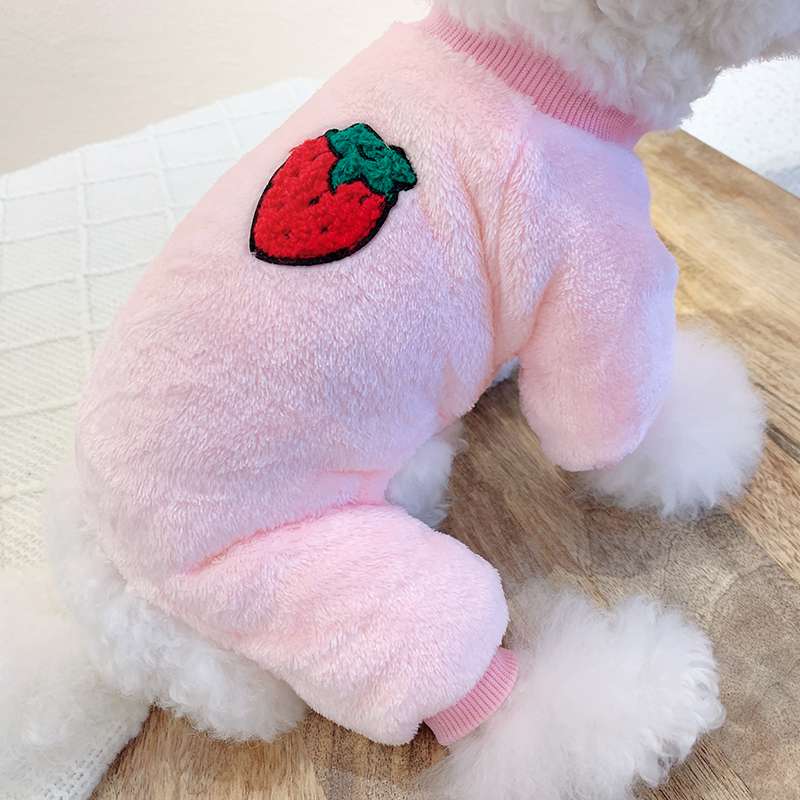 犬服 もこもこ果物オーバーオール 小型犬用