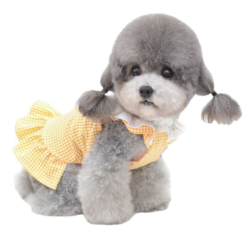犬服 ギンガムチェック柄フリルワンピース