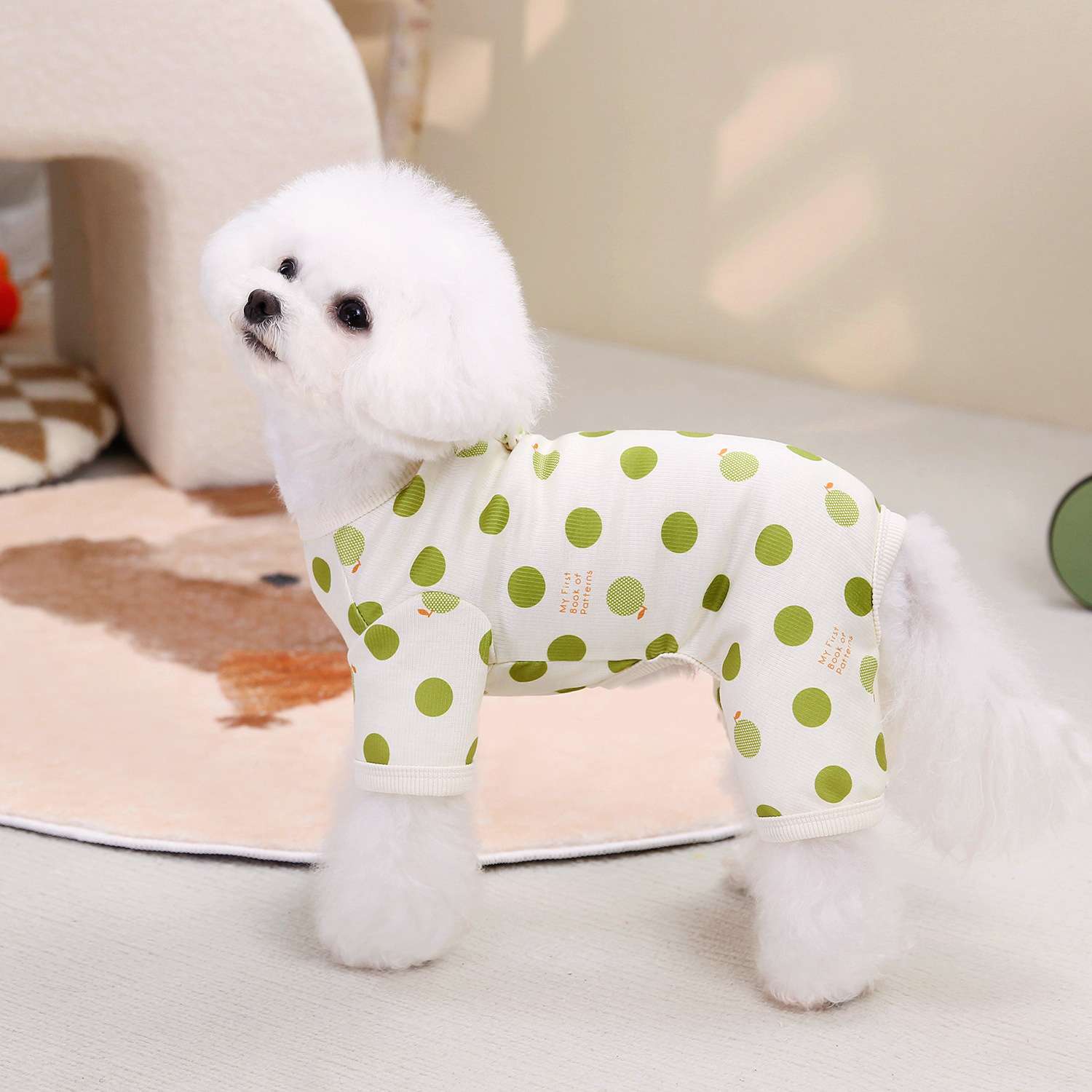 犬服 小型犬用水玉柄ルームウェア