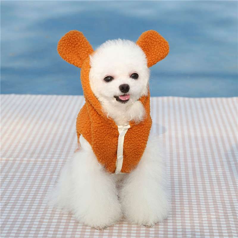 犬服 ふわもこ小型犬用ベアーパーカー