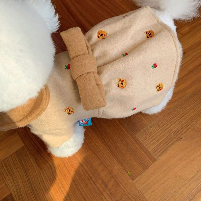 犬服 もこもこ犬用ワンピース フルーツ柄