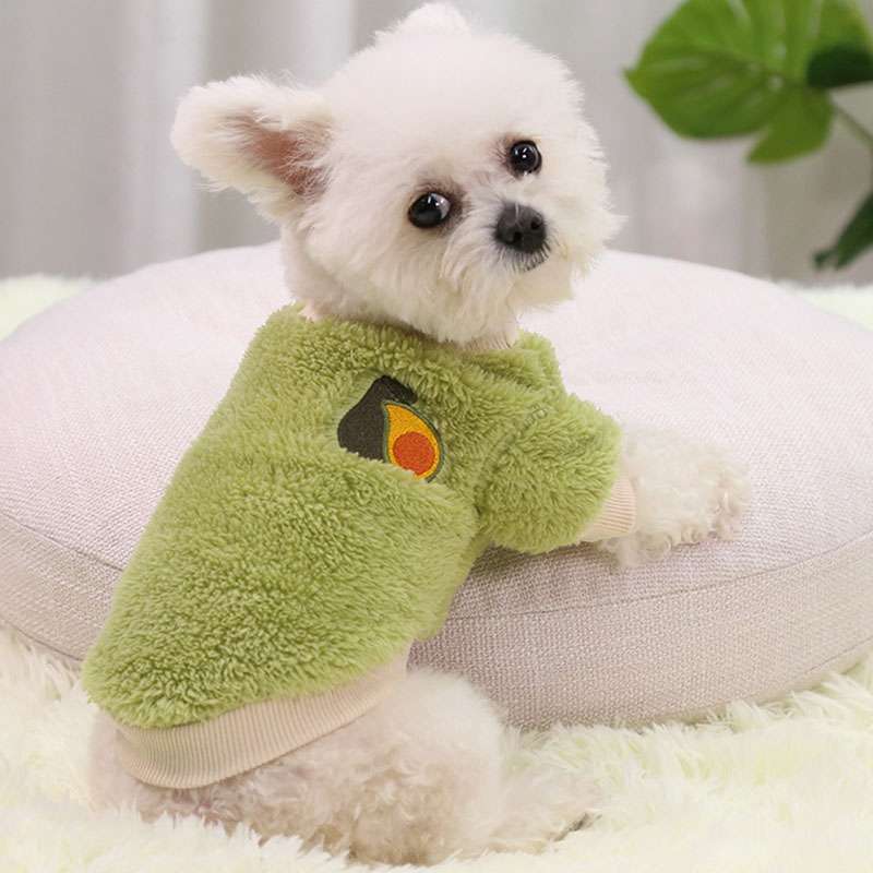 犬服 もこもこフルーツ柄ペット用セーター