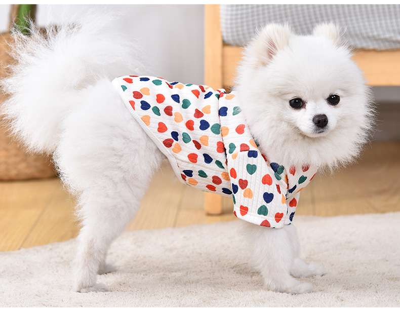 犬服 ふわもこ愛らしいハート柄パジャマ