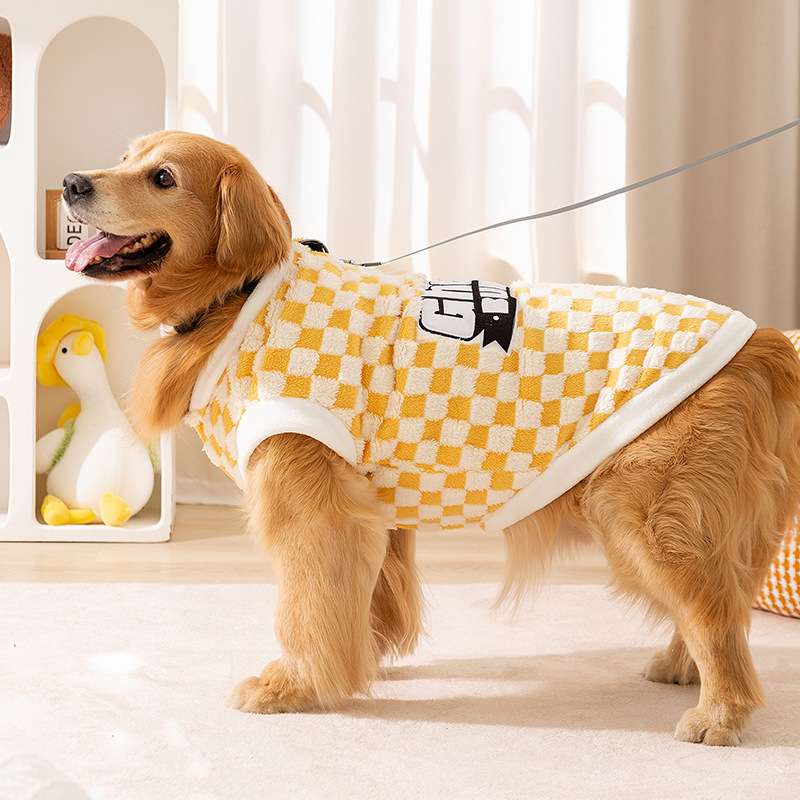 犬服 チェック柄お洒落な大型犬用ベスト
