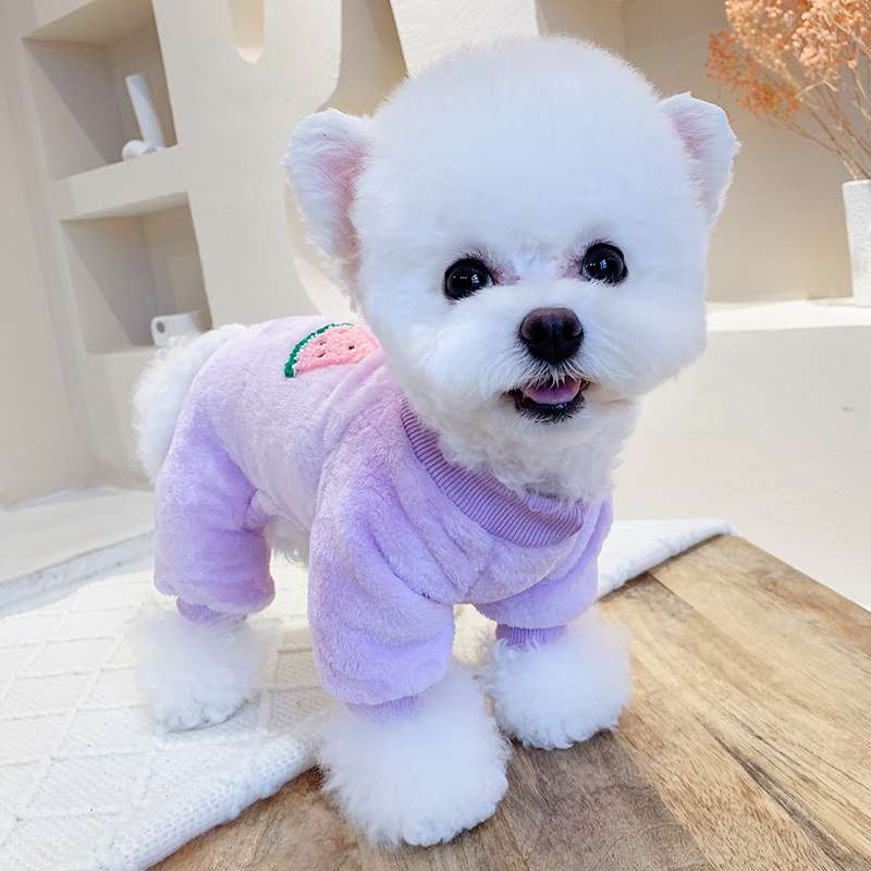 犬服 もこもこ果物オーバーオール 小型犬用