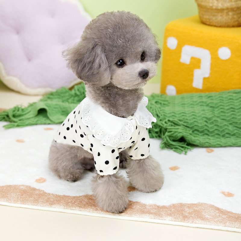犬服 ふんわりドット柄フリルワンピース