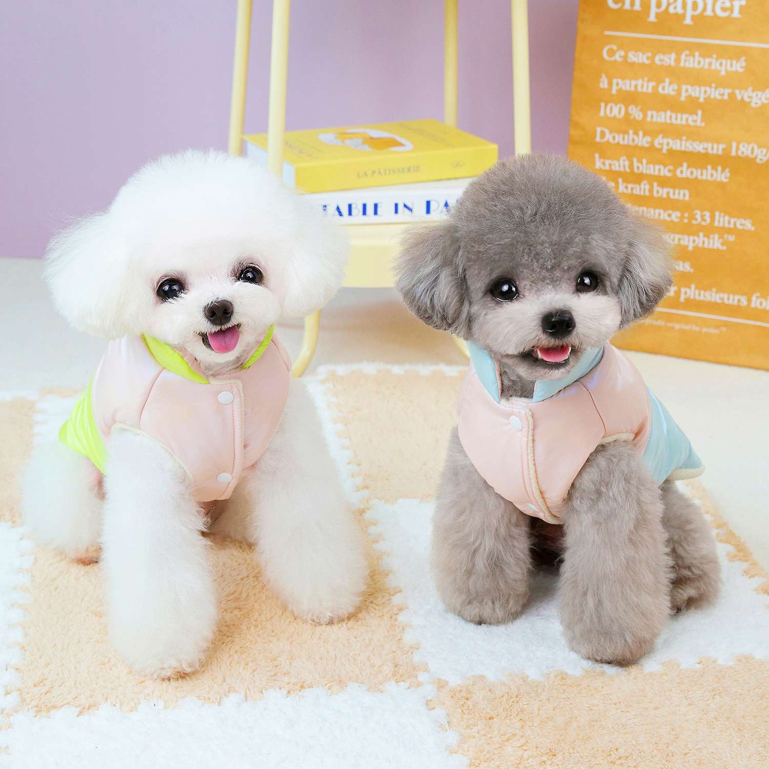犬服 ふわもこ素材のペット用パステルカラーベスト