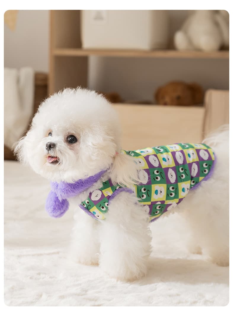 可愛い動物キャラクター総柄ニット犬服