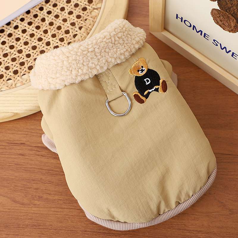 犬服 もこもこ襟付き小型犬用アウターベスト