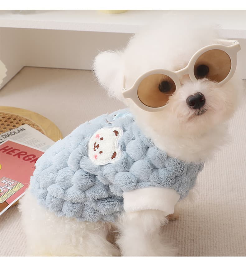 くまさん刺繍もこもこボア犬服アウター