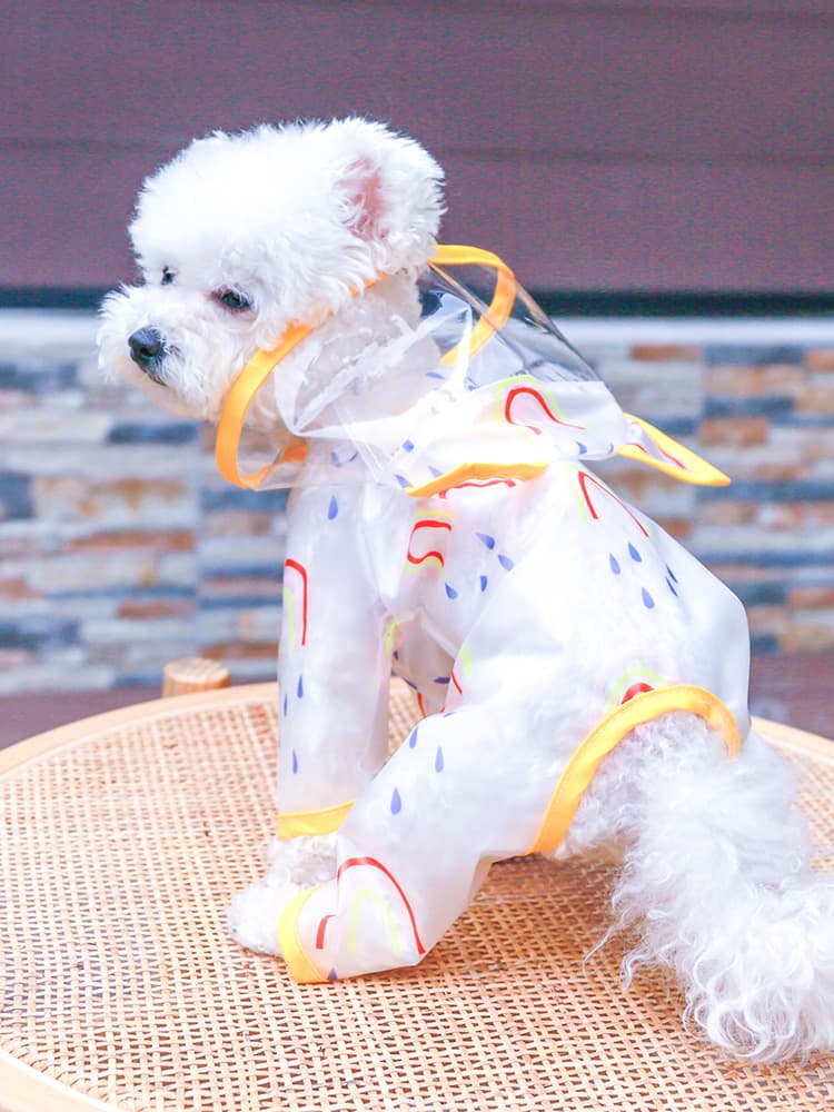 犬服 にじいろうさぎ耳レインコート