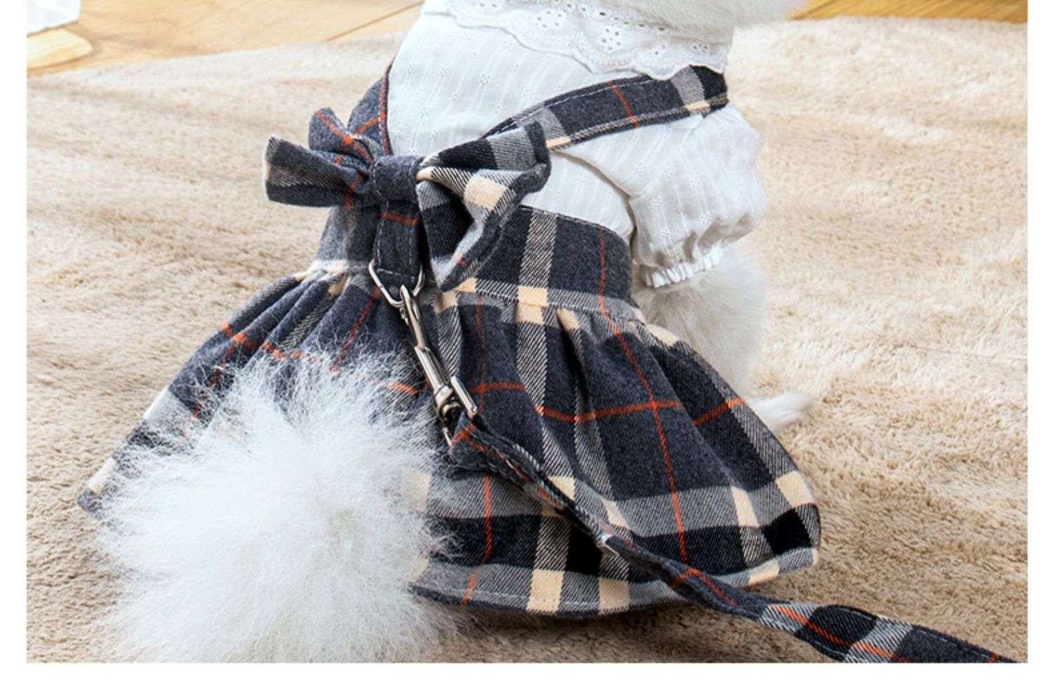 犬服 ふんわり小型犬用チェック柄ワンピース