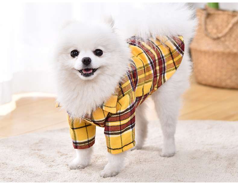 犬服 ふわもこチェック柄シャツ