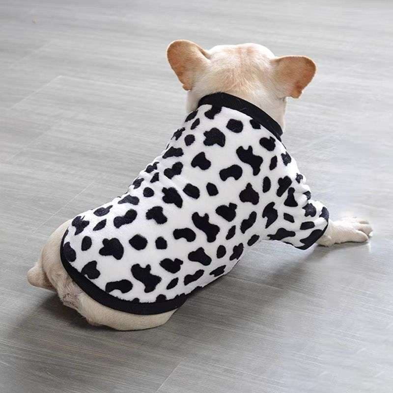 犬服 もこもこ牛柄パーカー 小型犬用