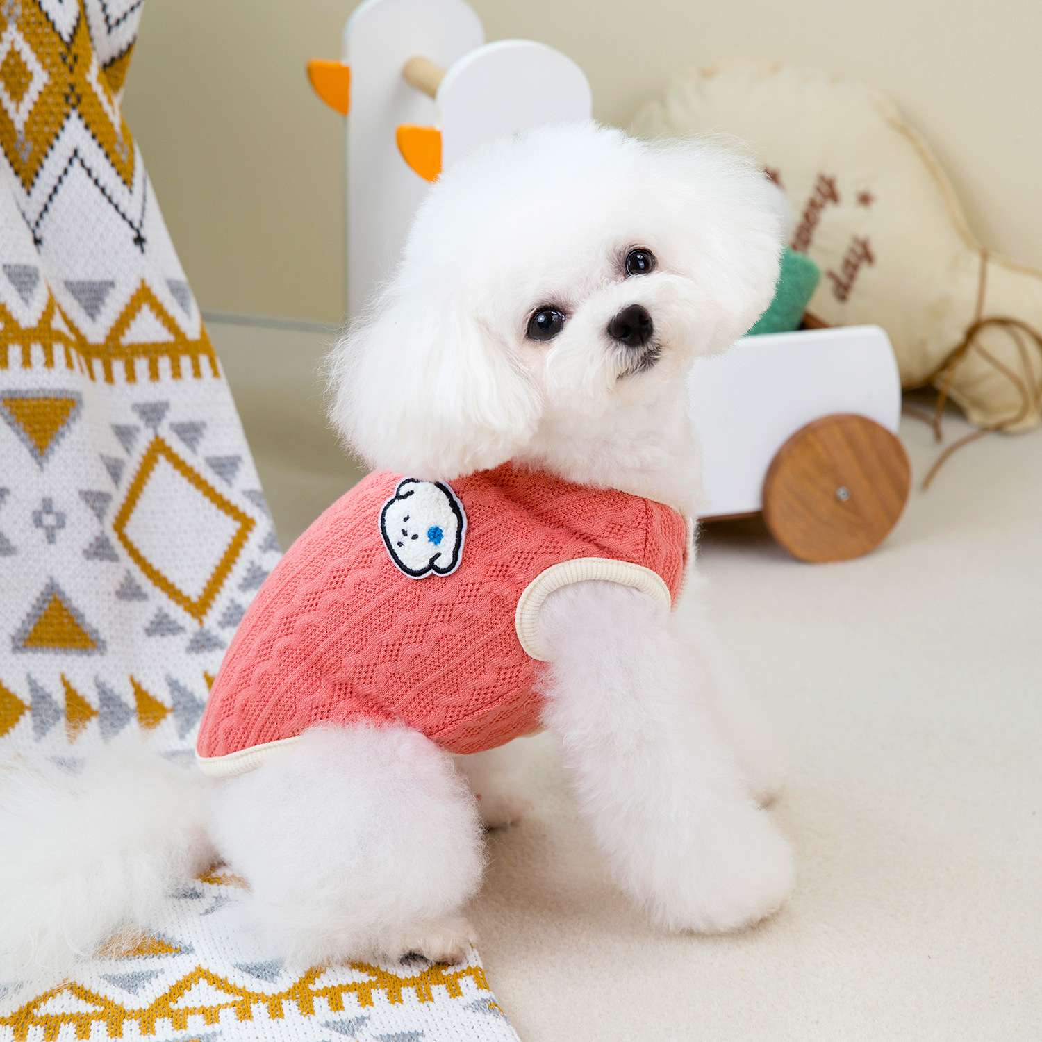 犬服 もこもこ暖かペット用ニットベスト