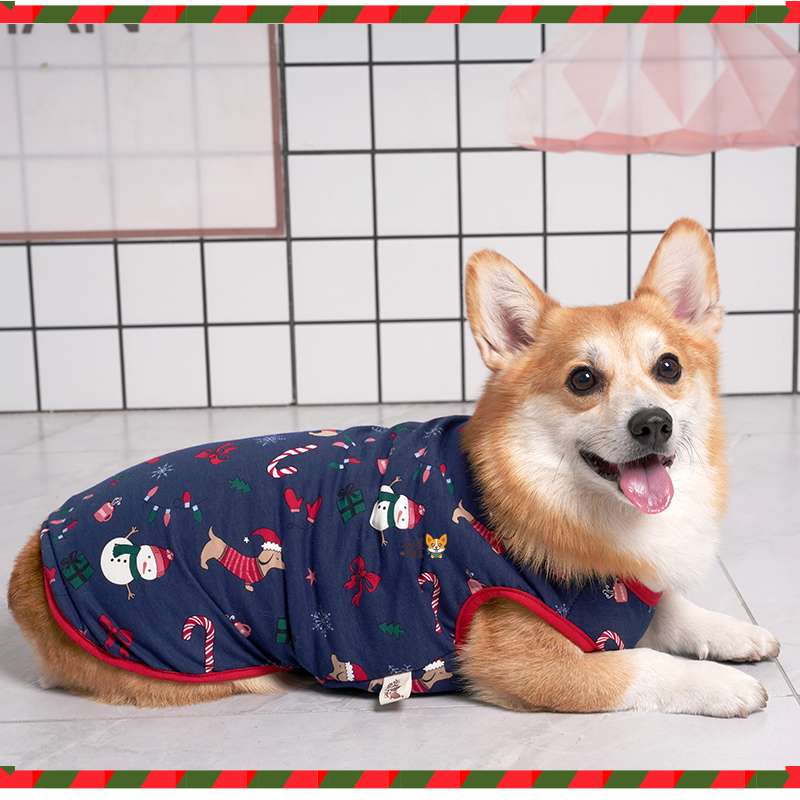 犬服 コーギー用クリスマス柄ベスト