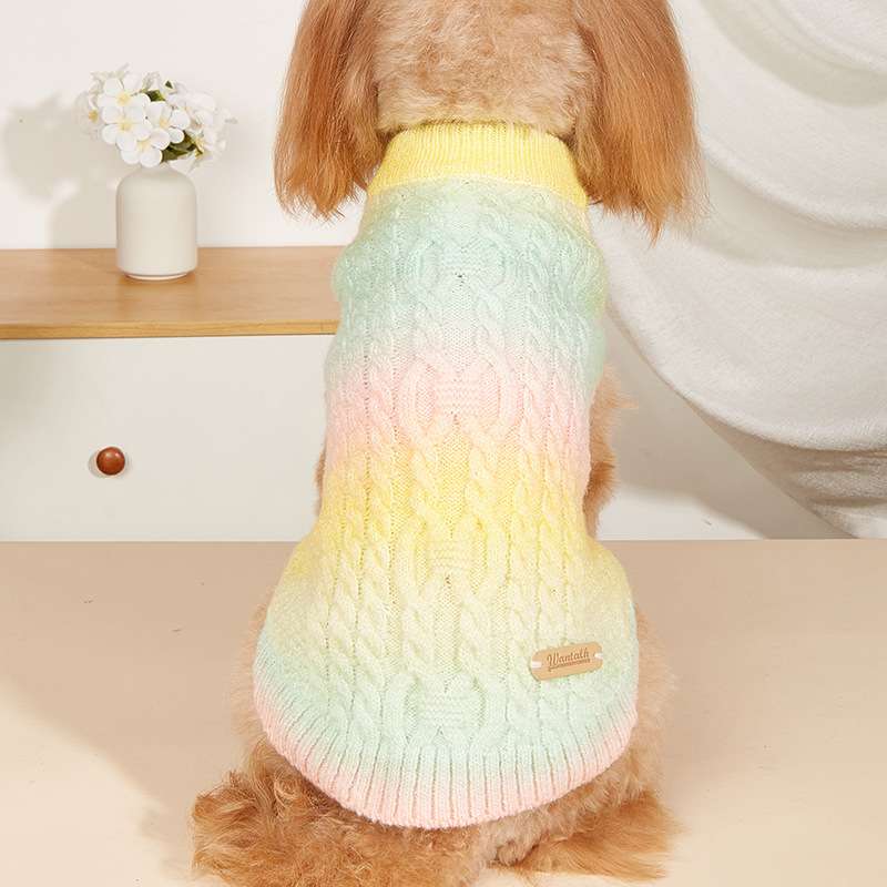 犬服 ふわふわケーブル編みニットセーター