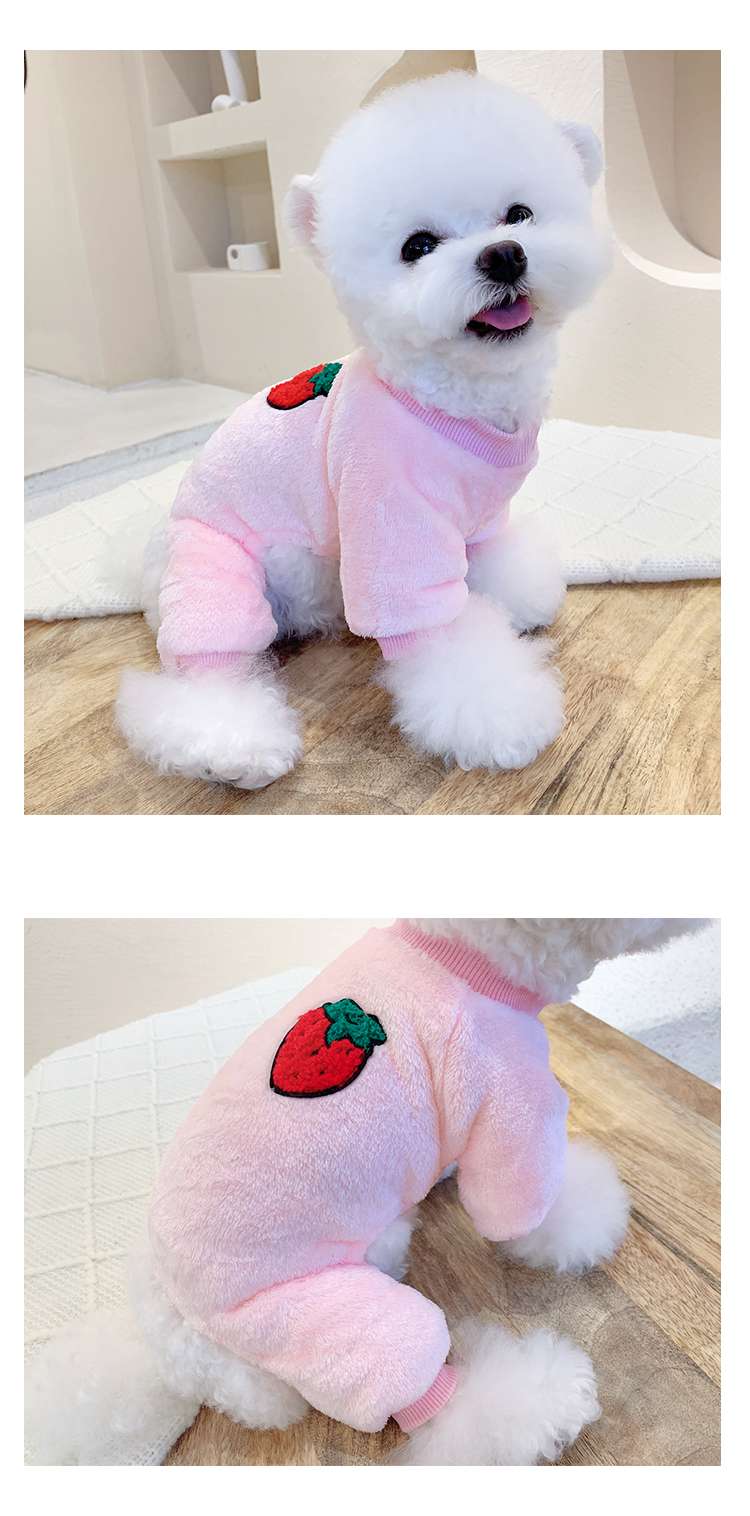 犬服 もこもこ果物オーバーオール 小型犬用