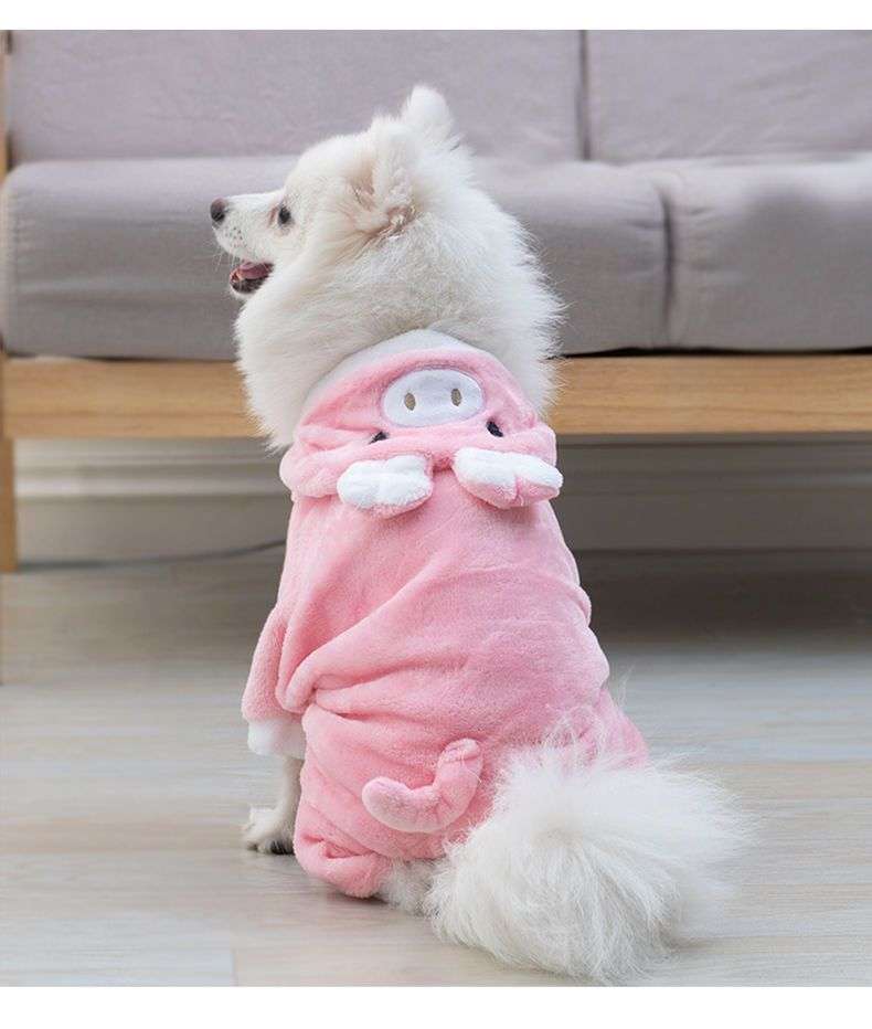 犬服 もこもこブタさん着ぐるみ