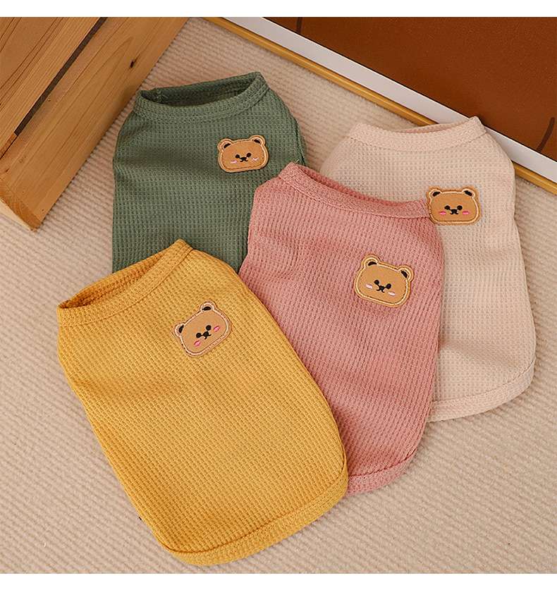 犬服 もこもこクマちゃん刺繍ニットベスト