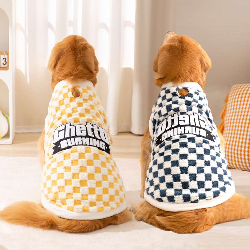 犬服 チェック柄お洒落な大型犬用ベスト