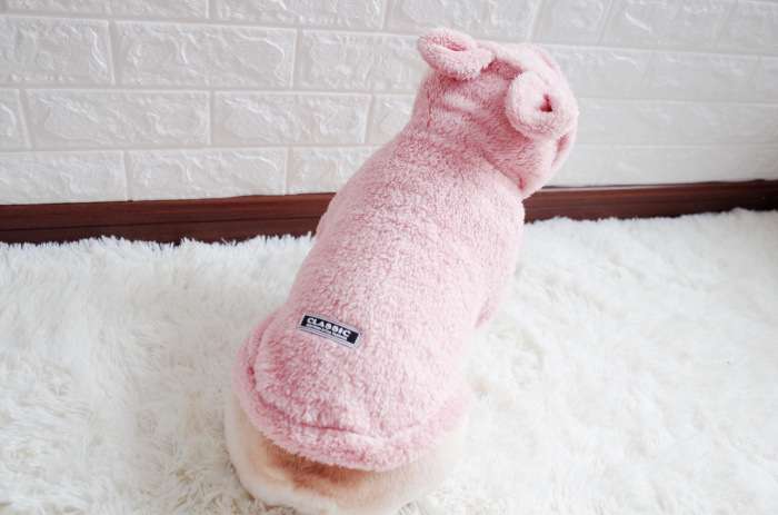 犬服 もこもこ小耳フーディーペット服