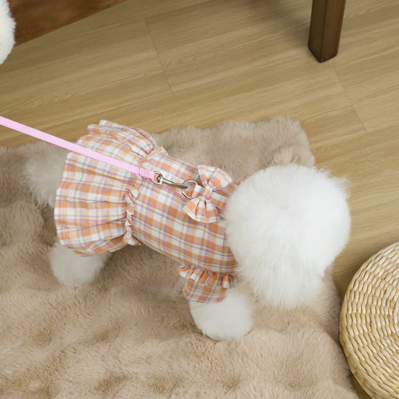 犬服 猫服 チェック柄ワンピース 可愛いペット用ドレス
