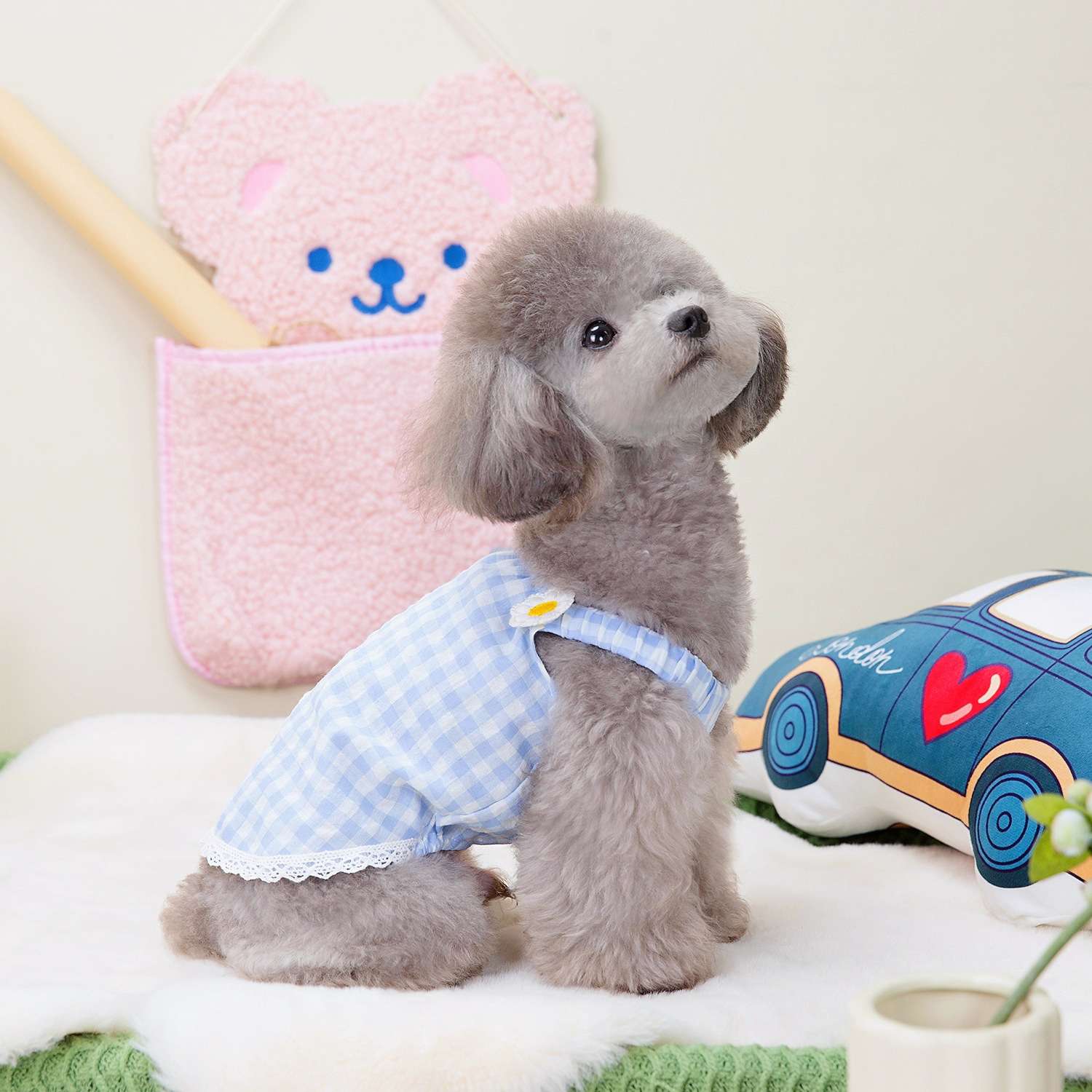 犬服 ふんわりギンガムチェックキャミソール