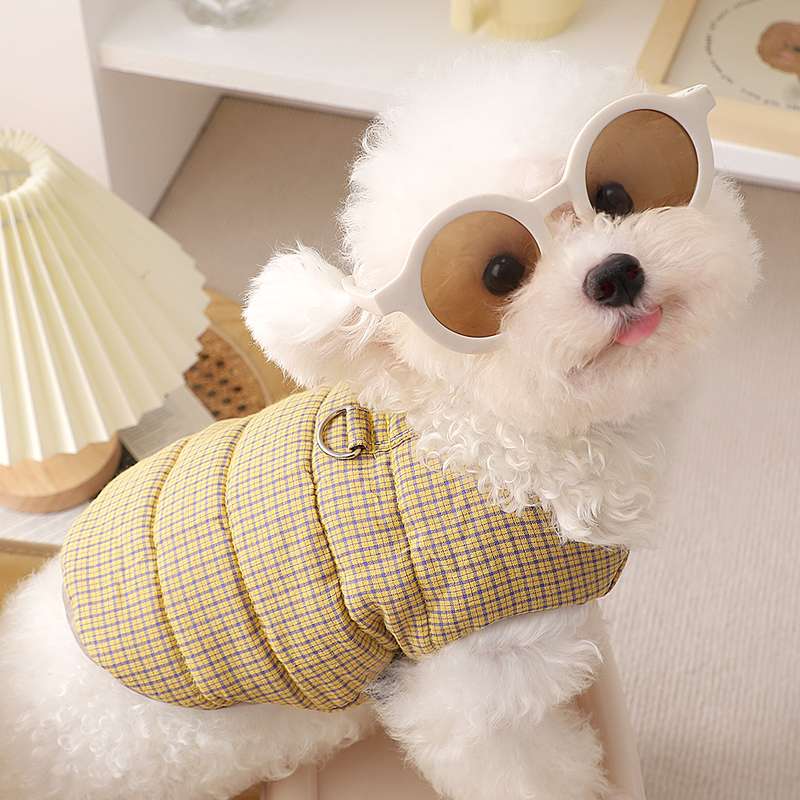 犬服 クラシックチェック柄キルティング中綿アウター