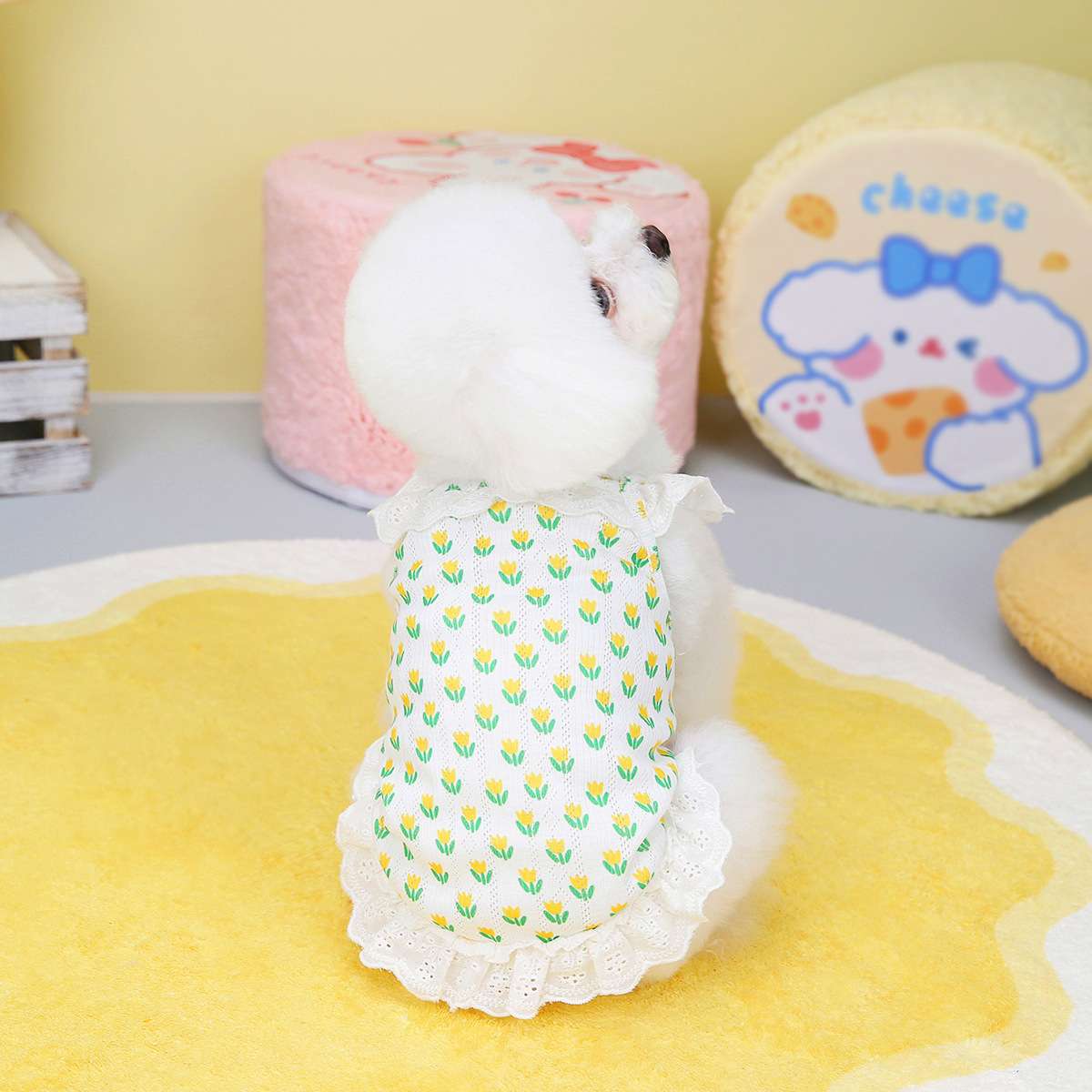 花柄フリルワンピース犬服